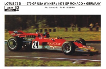 Decal – Lotus 72C - 1970 GP USA Winner / 1971 GP Monaco + Germany version